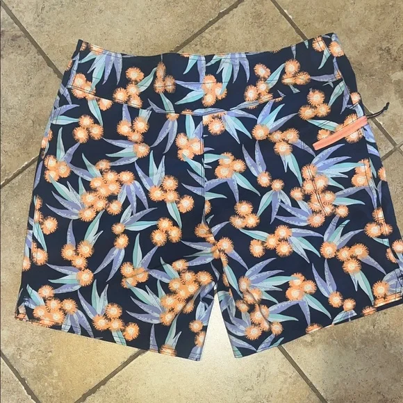 Patagonia Navy Shorts with Orange Floral Design - Picture 4 of 6